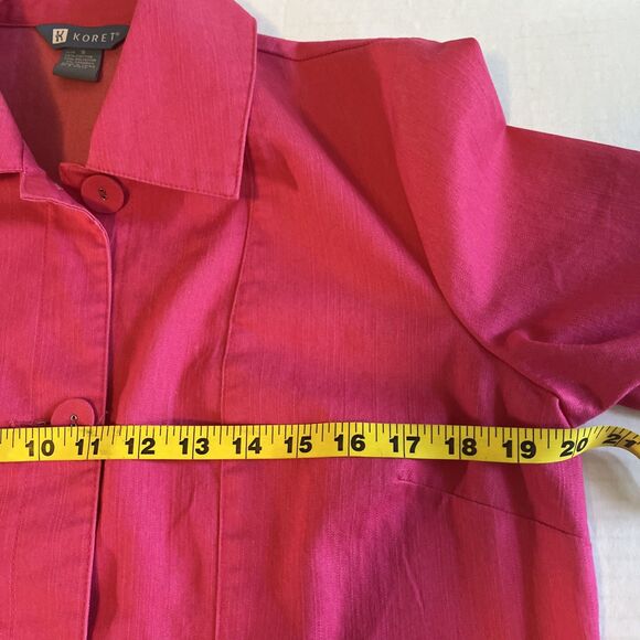 KORET Blazer Women’s S Hot Pink 3 Button 3/4 sleeves Cotton Blend Pockets Career - Picture 8 of 11